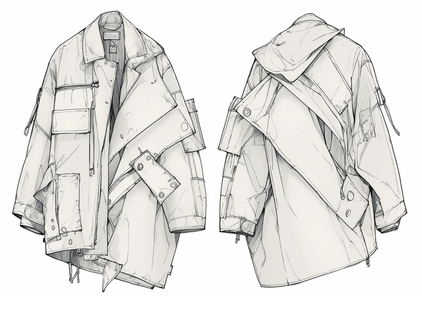 42.mj生成的高清不对称外套款式图素材