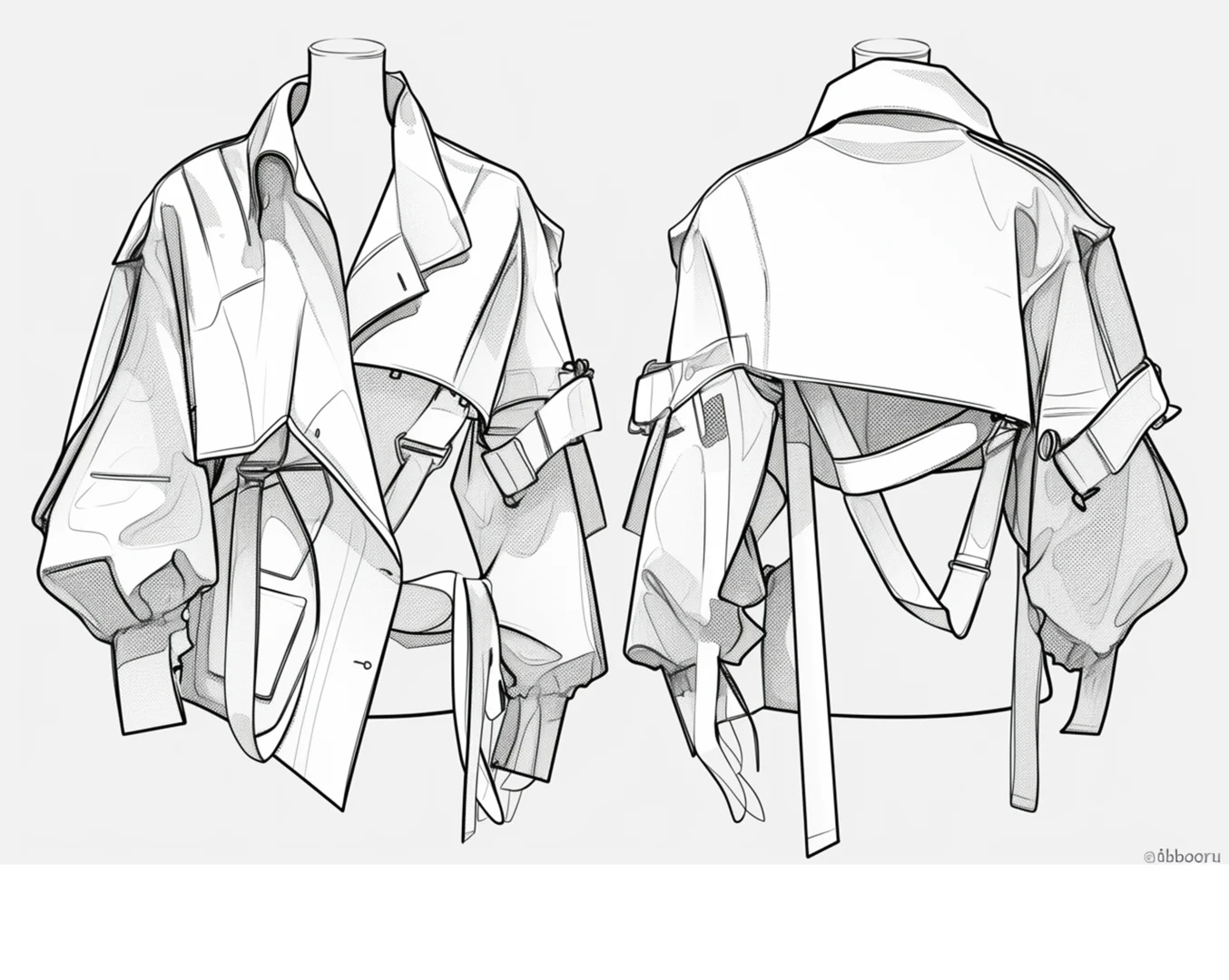 42.mj生成的高清不对称外套款式图素材