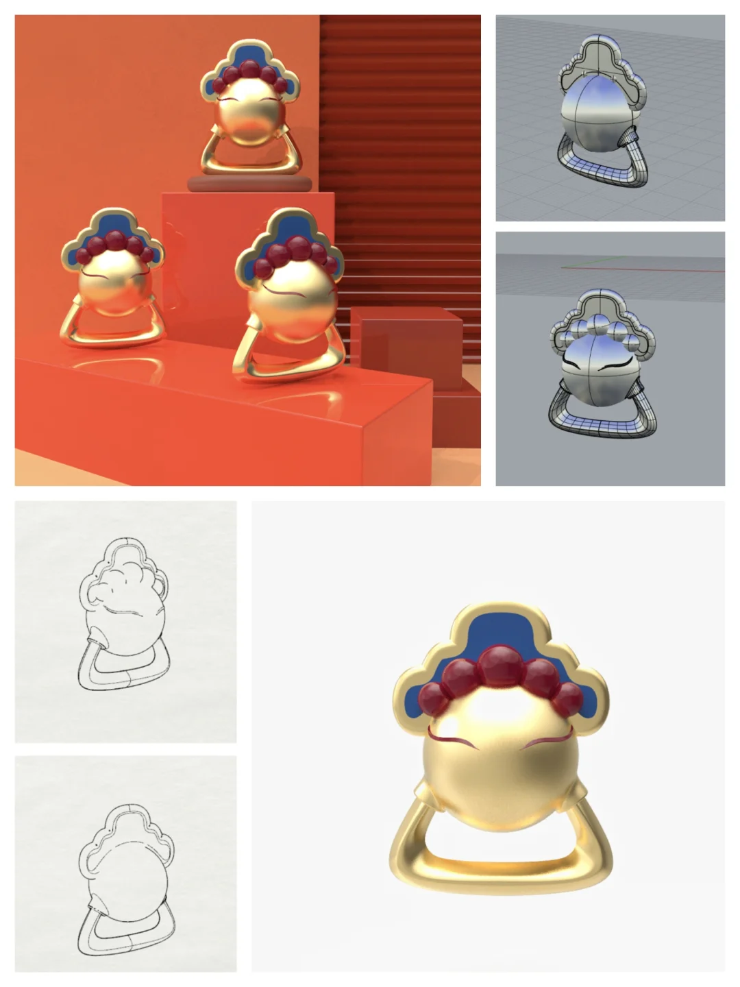 犀牛建模京剧戏曲非遗文创设计儿童玩具摇铃