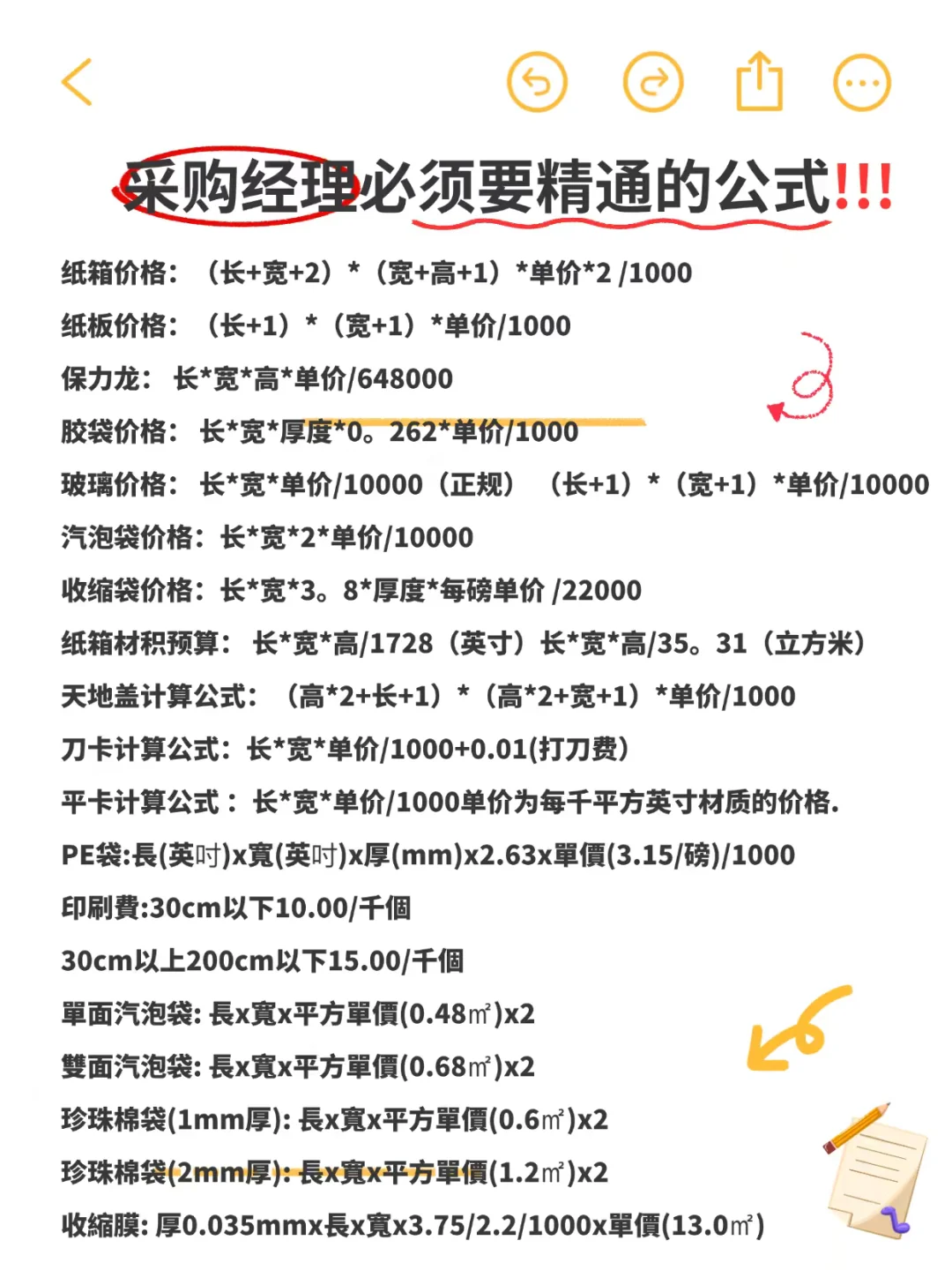 采购经理必须要精通的公式