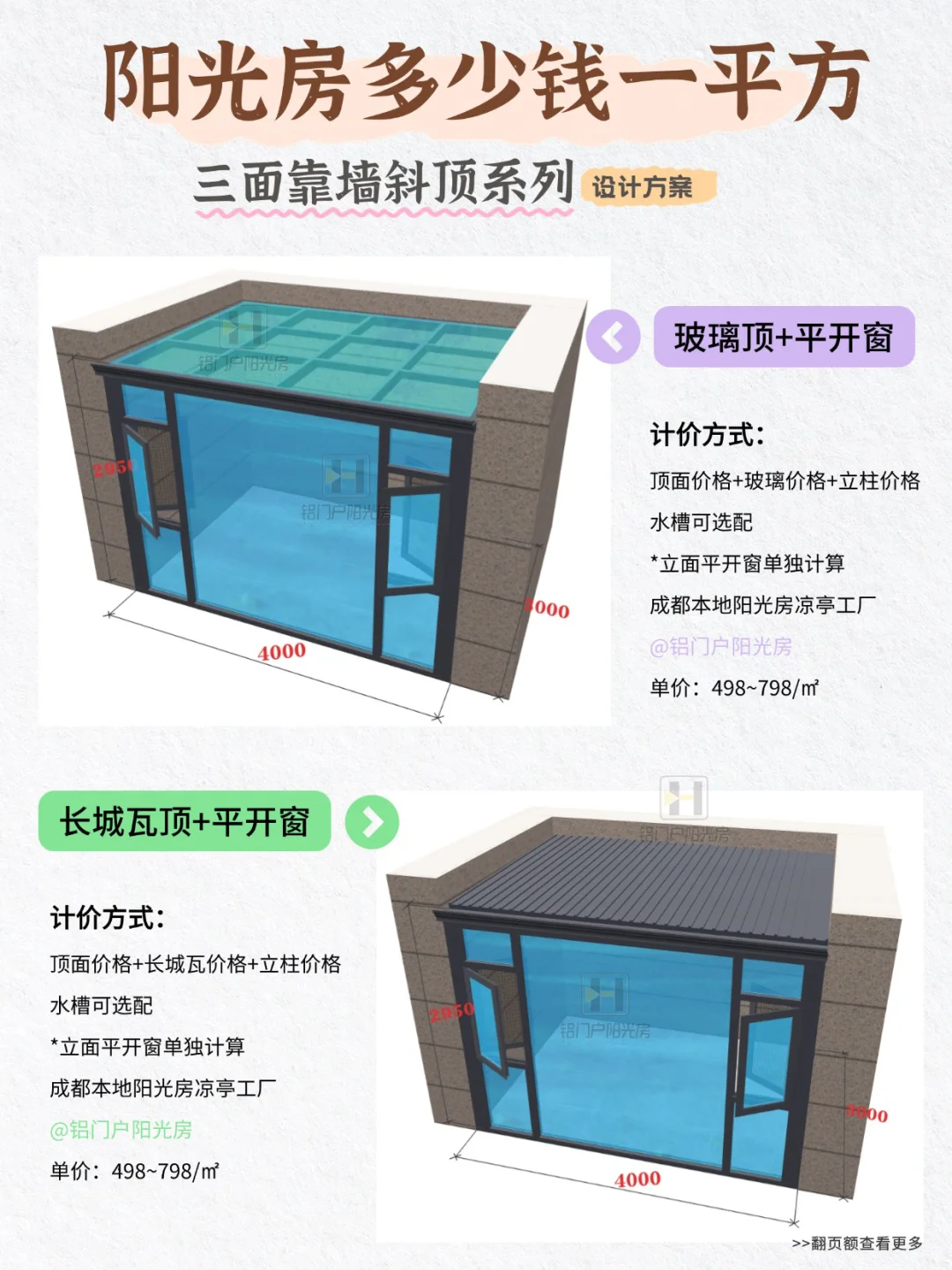 斜顶阳光房究竟多少钱一平？?附设计方案