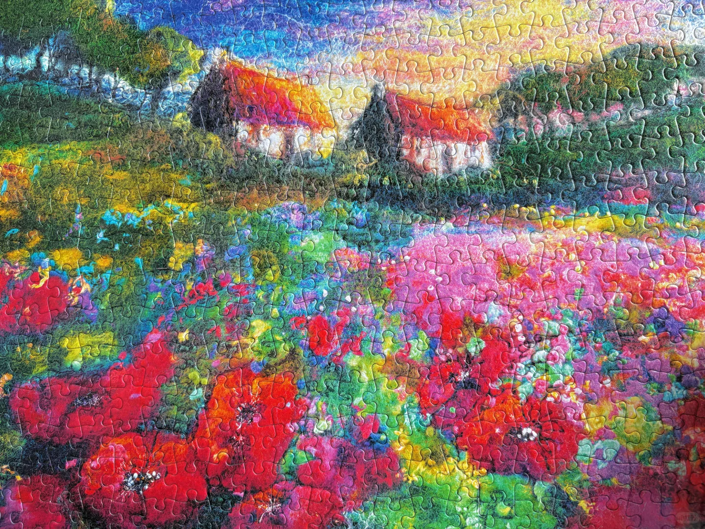 ?把诗的颜色，都拼进了拼图里 - 日落花田