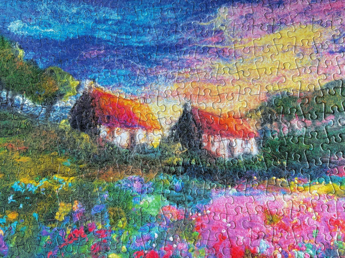 ?把诗的颜色，都拼进了拼图里 - 日落花田