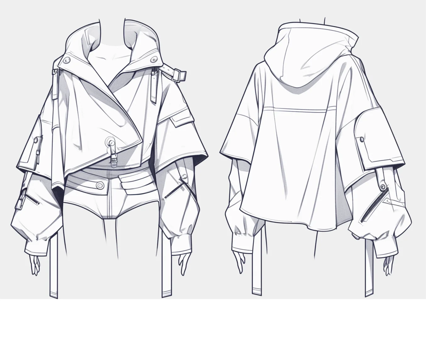 42.mj生成的高清不对称外套款式图素材