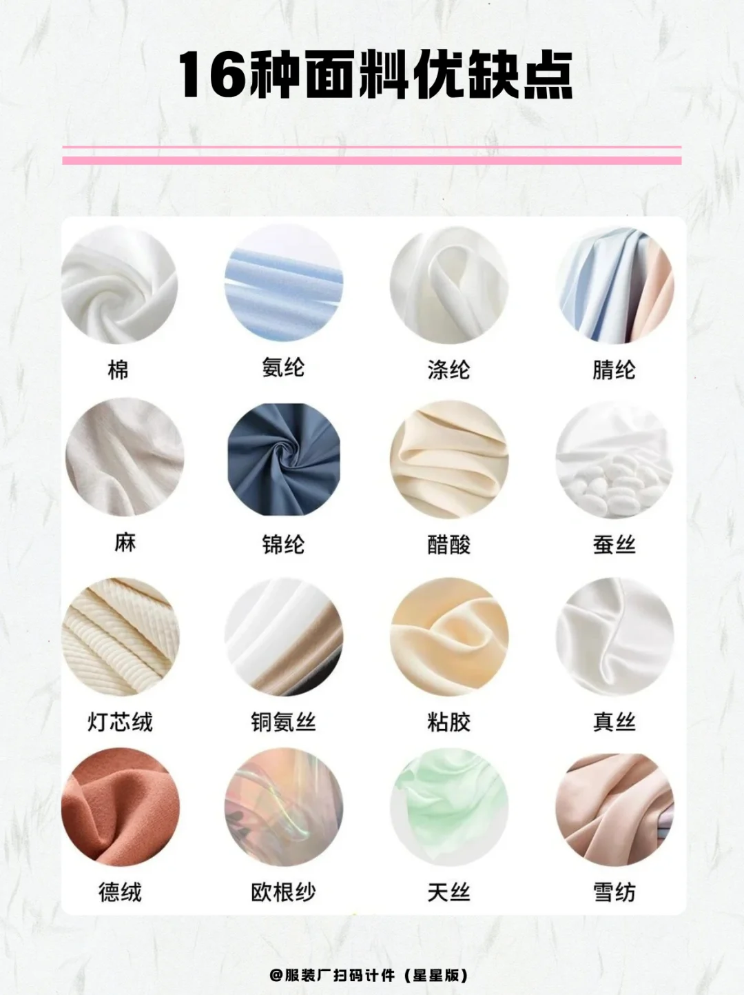 买衣服总踩坑？16种面料优缺点速查！