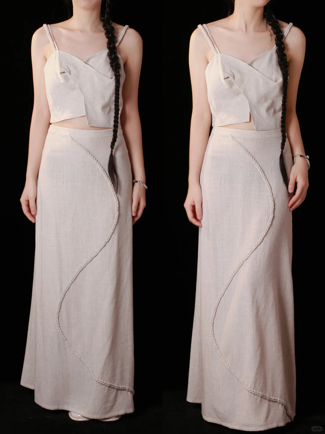 利用辫子做的线条分割设计感的一套