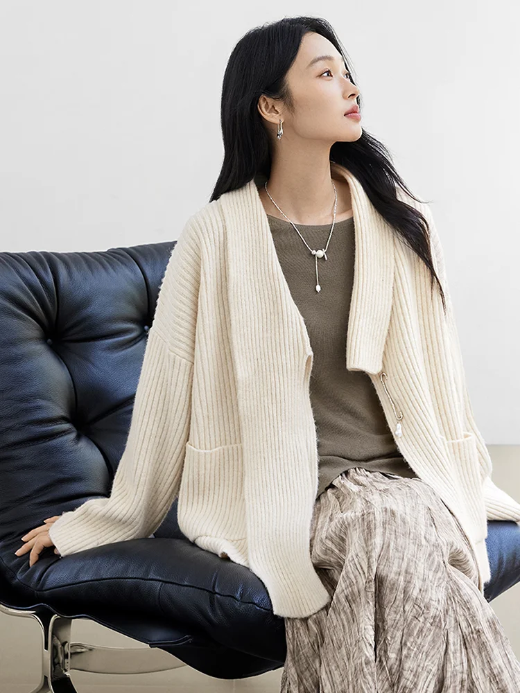 对白杜鹃同款｜围巾式开衫毛衣