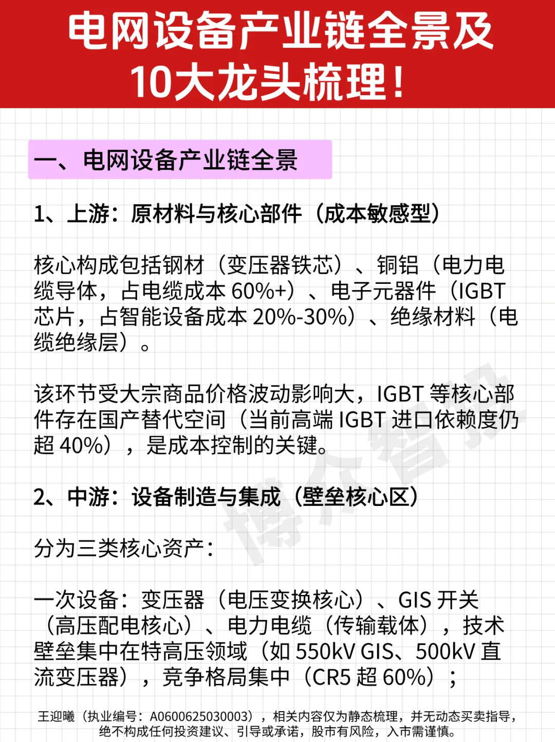 电网设备产业链全景及10大龙头梳理！