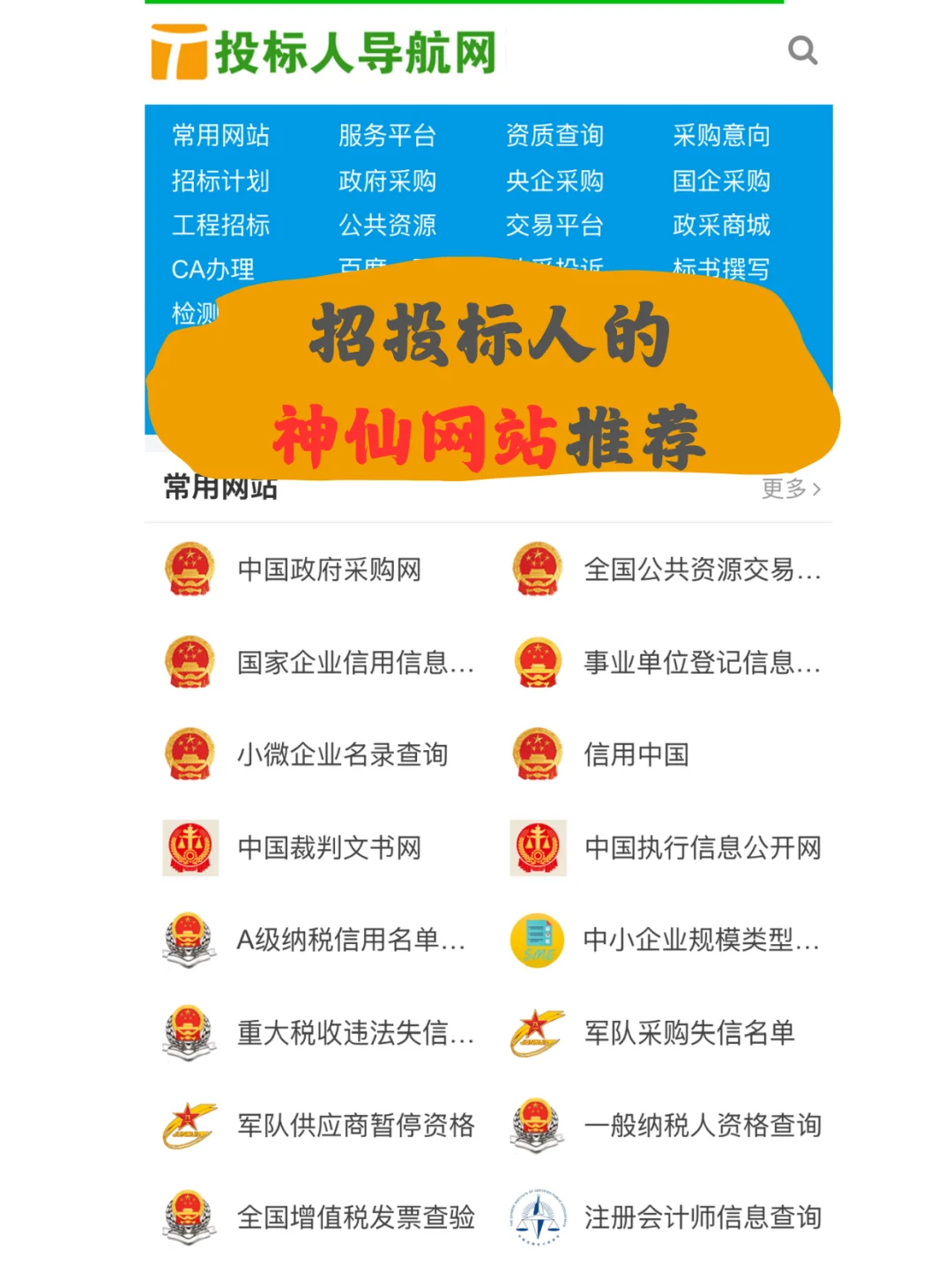 标书内行人都知道的投标人导航,也太全面了