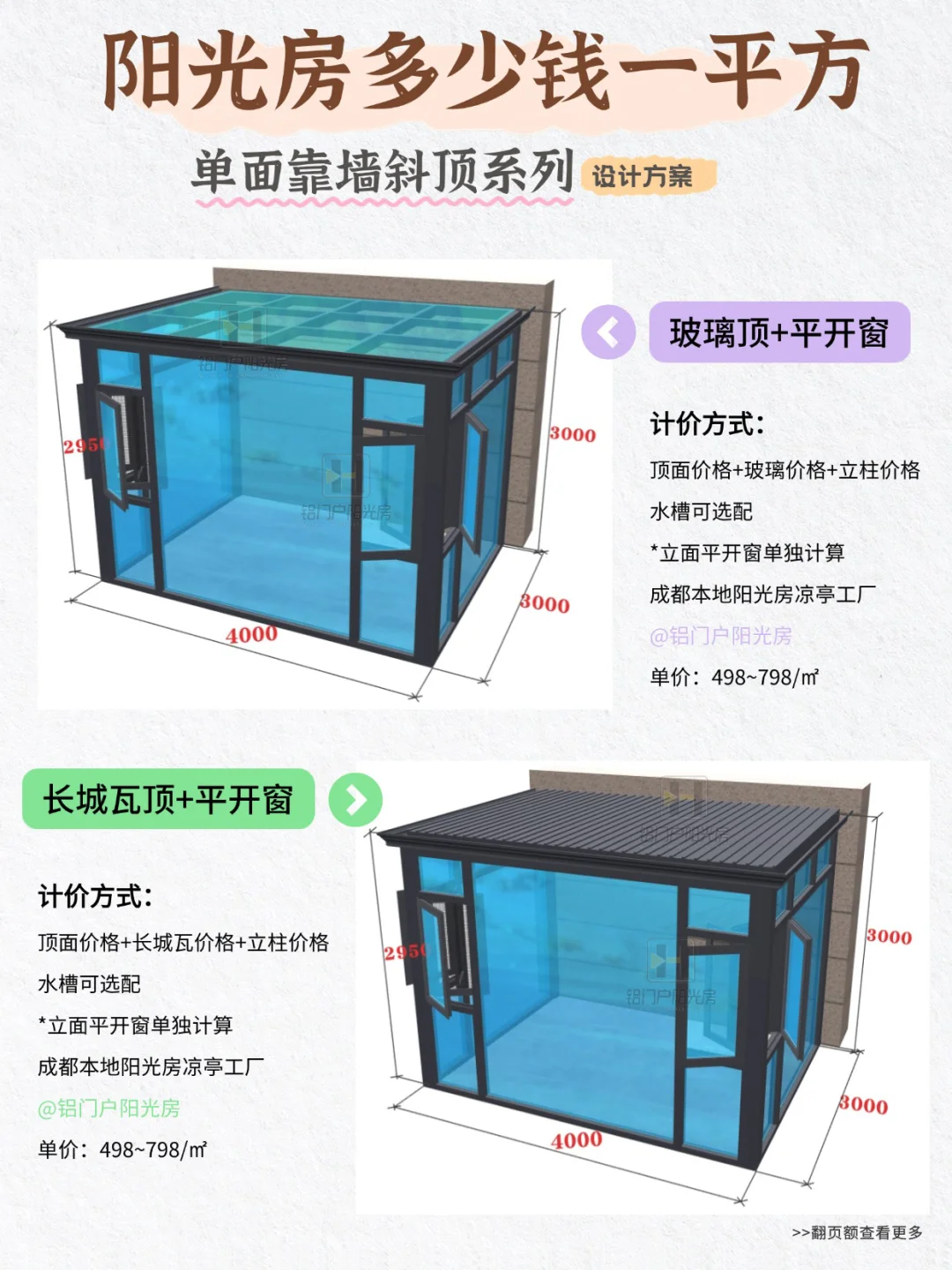 斜顶阳光房究竟多少钱一平？?附设计方案
