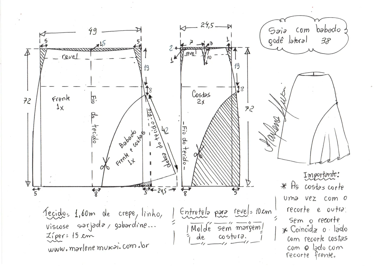不规则设计感鱼尾半身裙✂️服装裁剪图