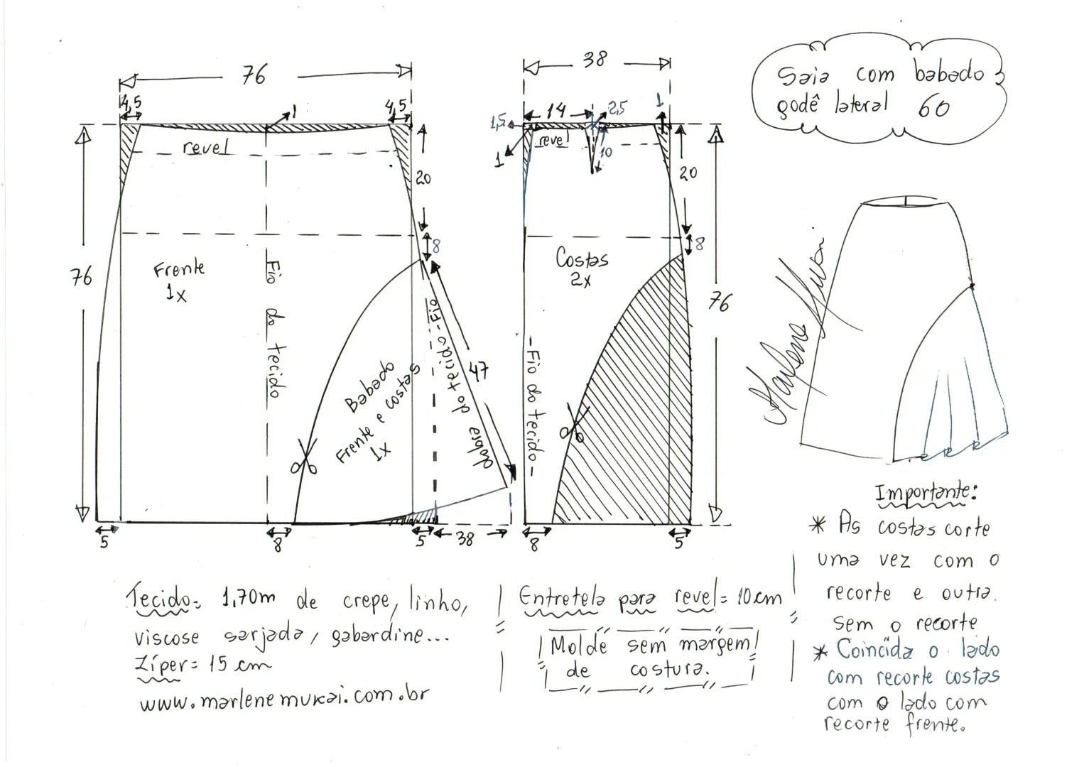 不规则设计感鱼尾半身裙✂️服装裁剪图