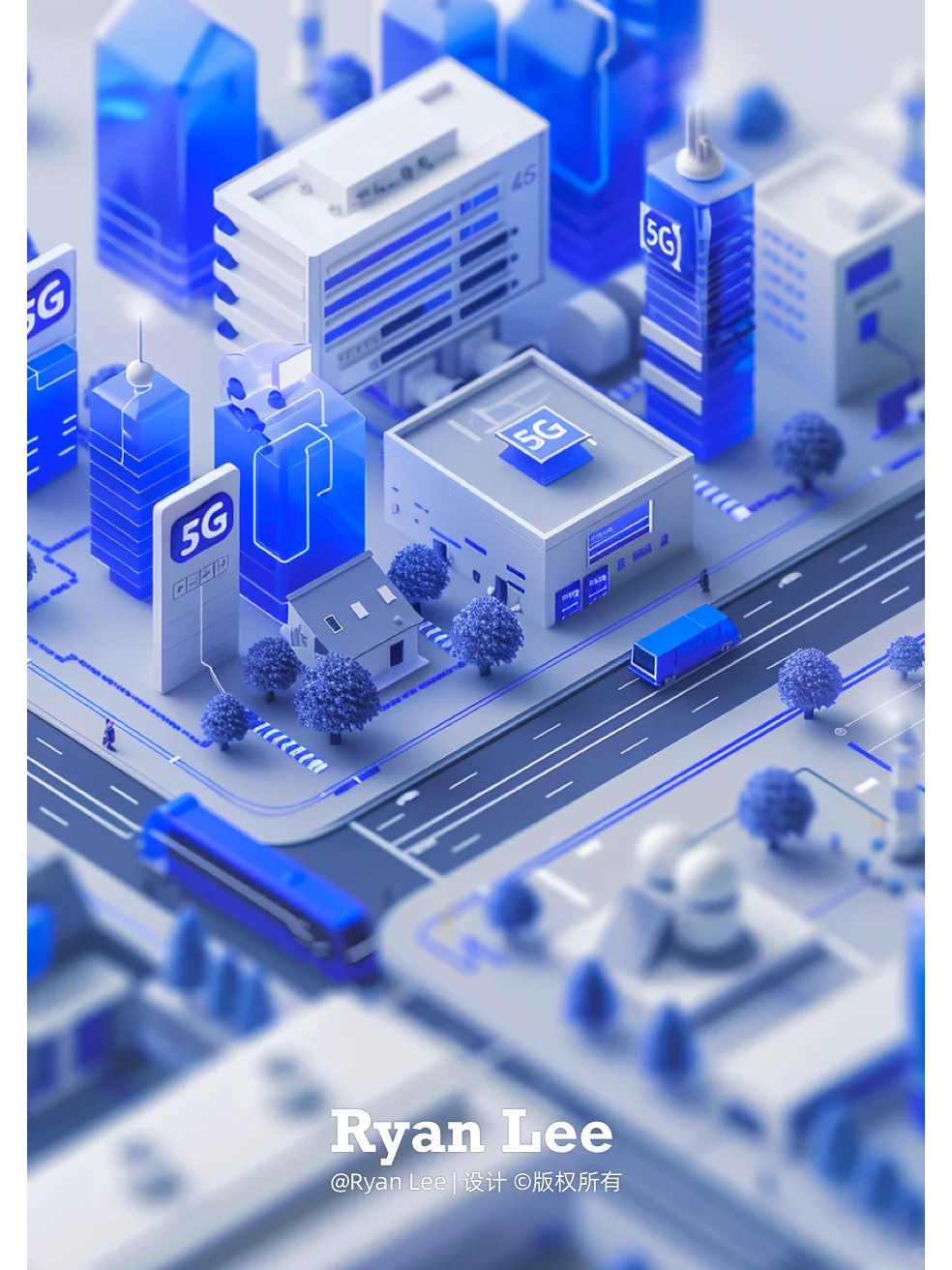 通信 | 91 Midjourney 科技城市5G场景3D