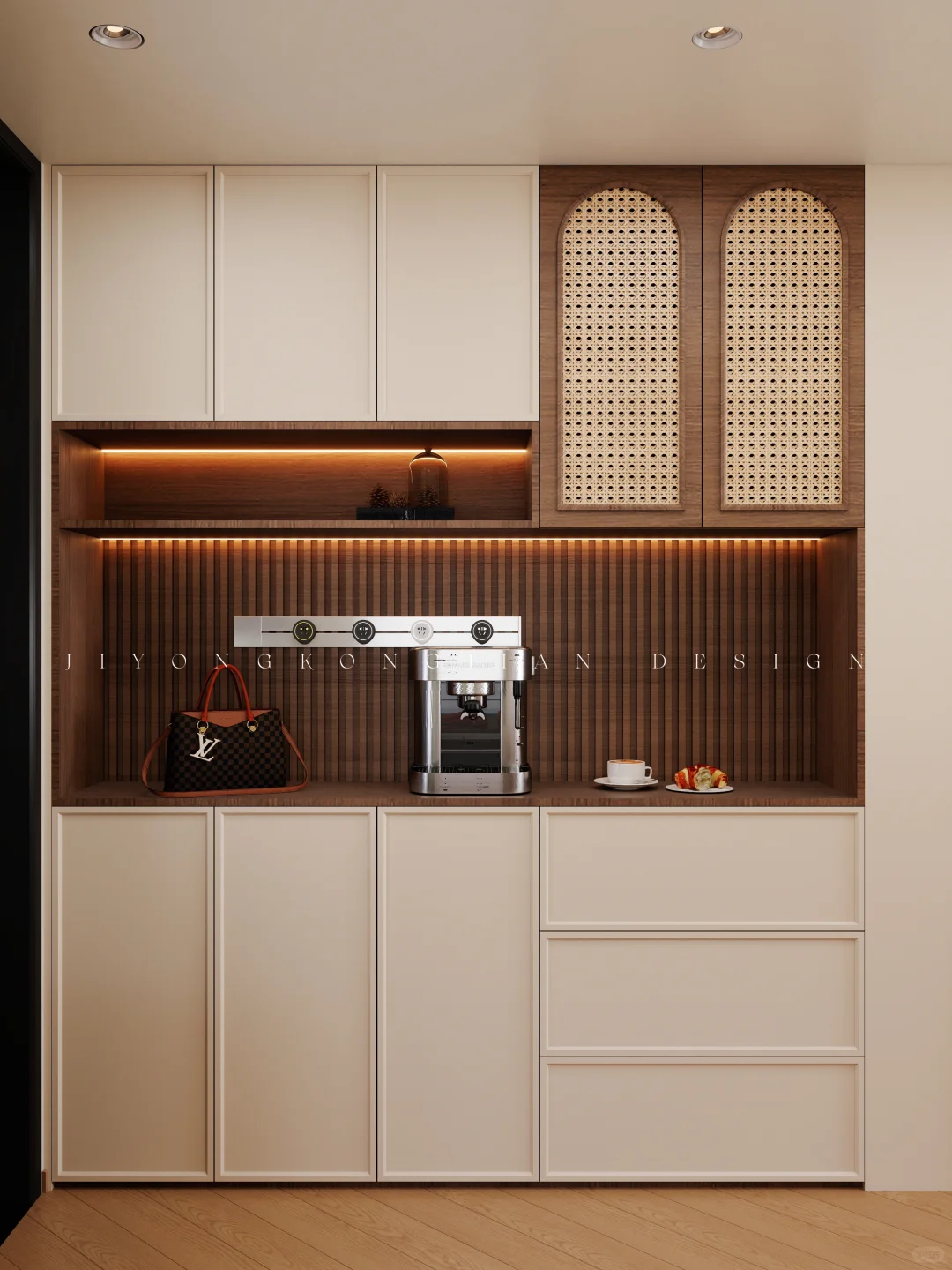 开间2.9米！也能做中古风玄关餐边一体柜❤️