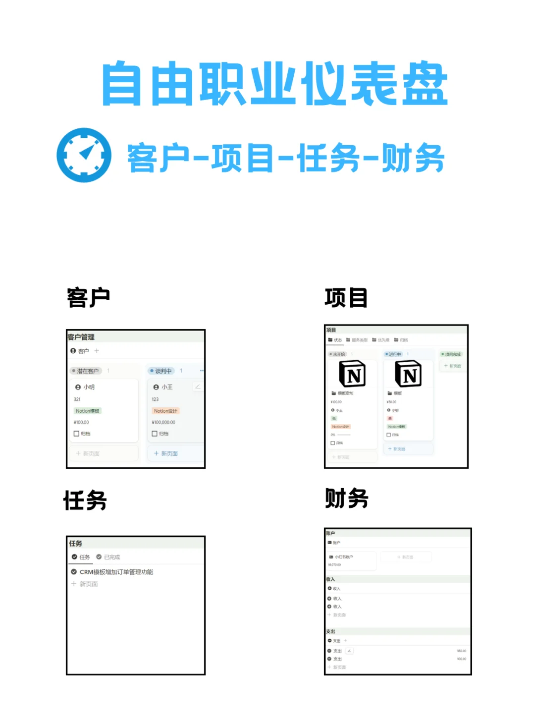 Notion搭建的【自由职业仪表盘】工作不混乱