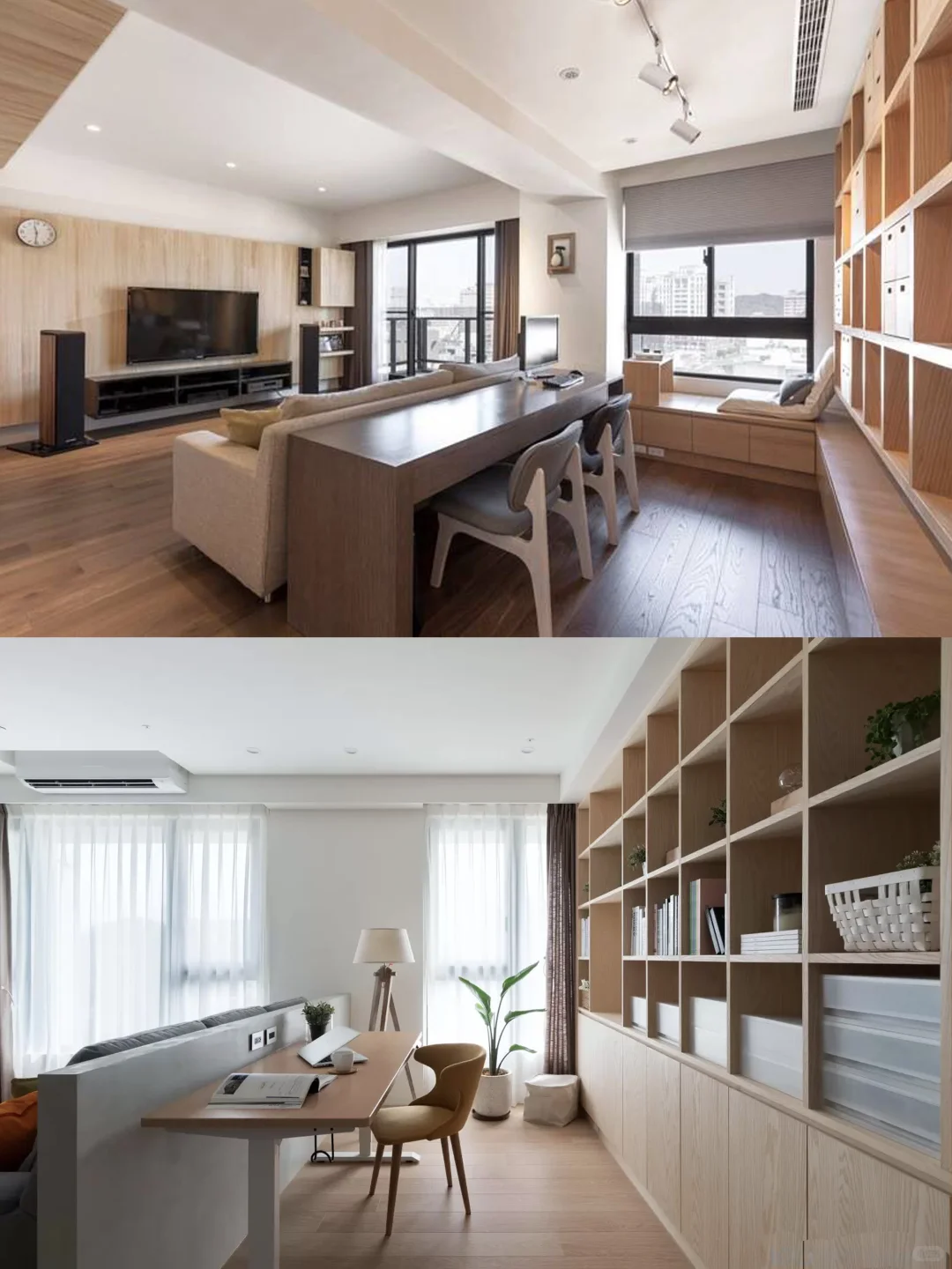 10张实拍图！大客厅沙发后塞书桌，显大实用