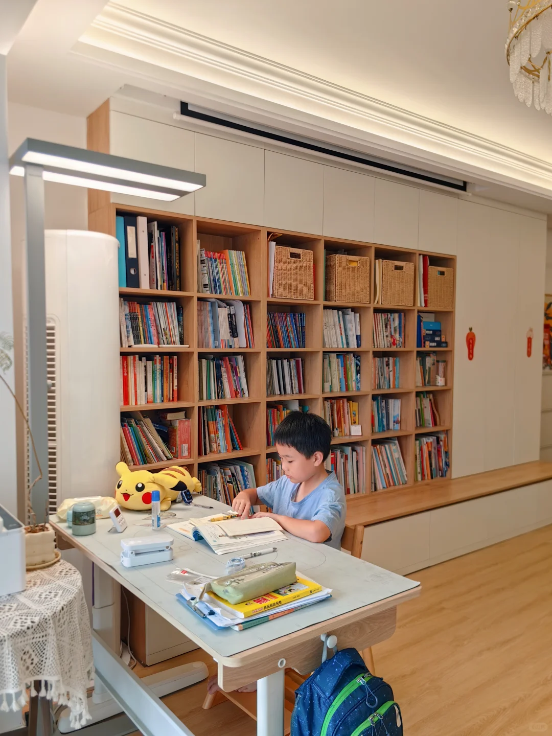 舍弃电视柜，3.95米开间的客厅改成了图书馆