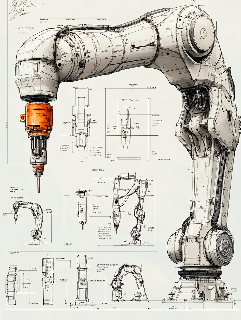 生产自动化·机械臂 设计线稿［咒语］