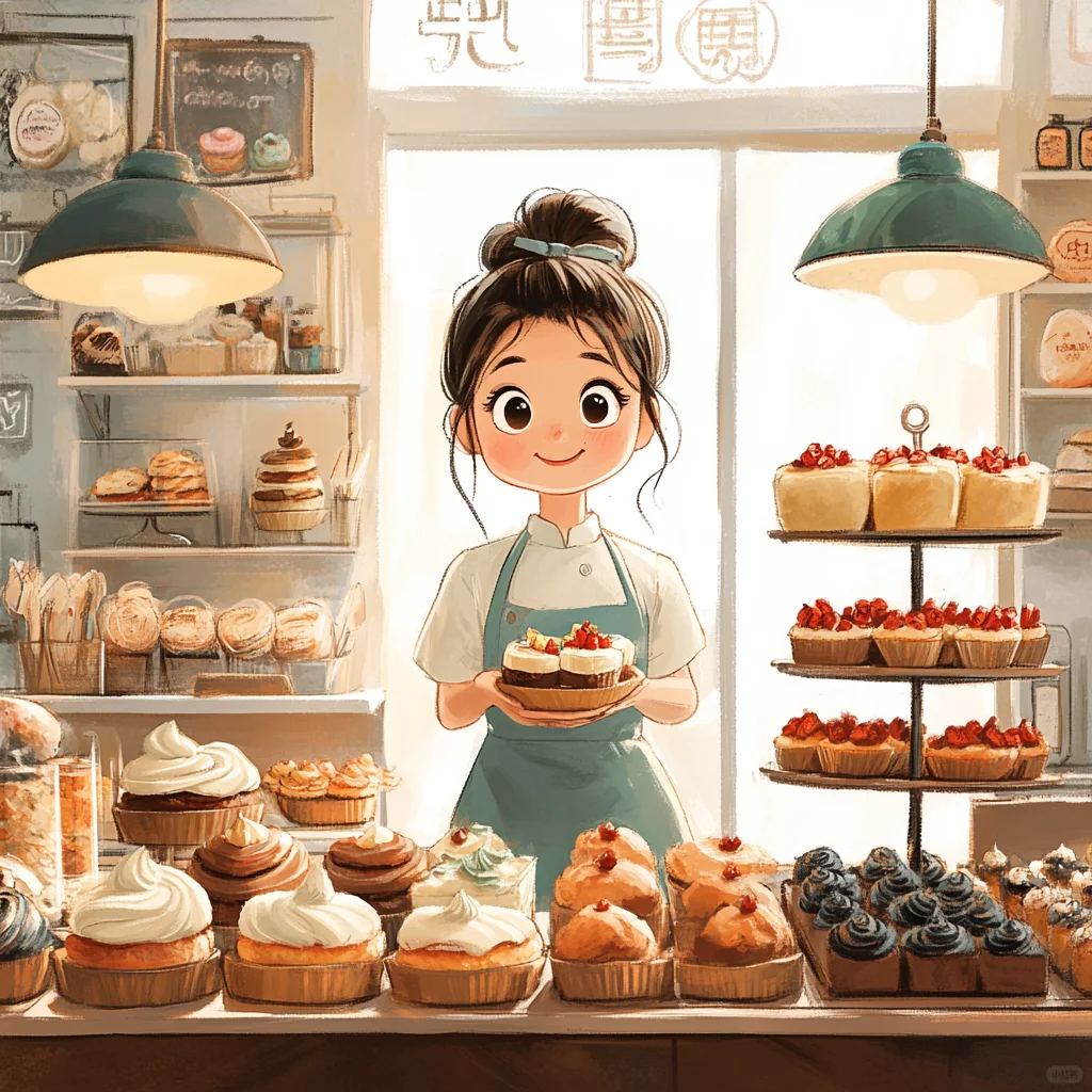 卡通人物插画头像 爱烘焙的女生 少女头像