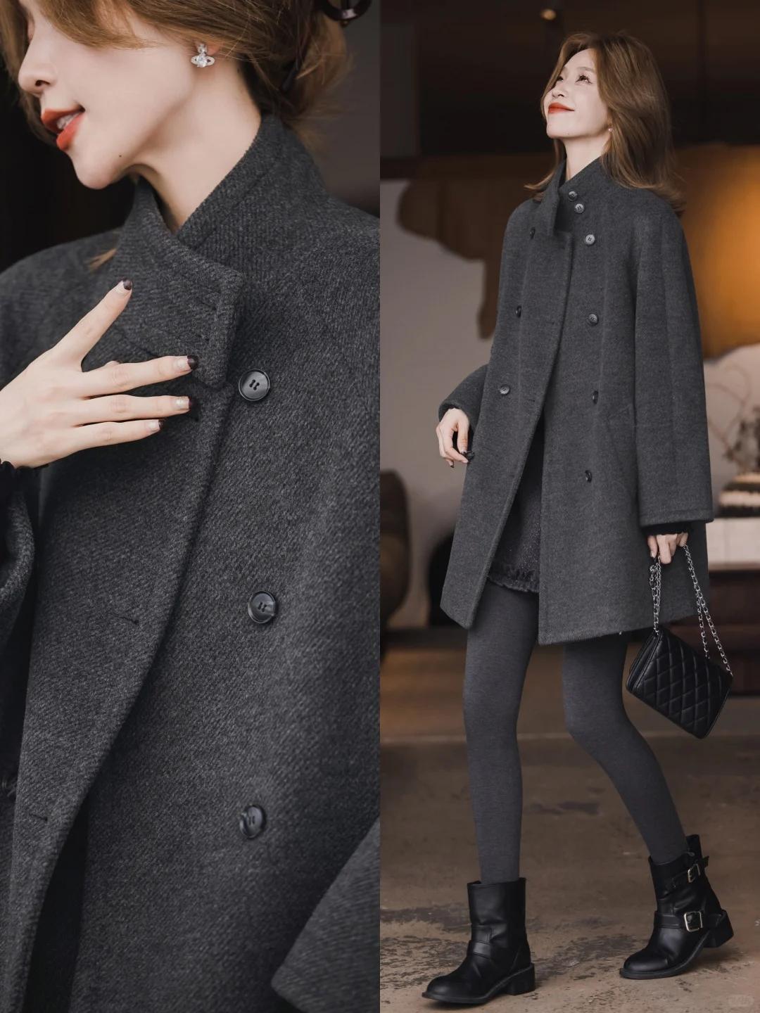 请查收??9套秋冬高智感格雷系穿搭