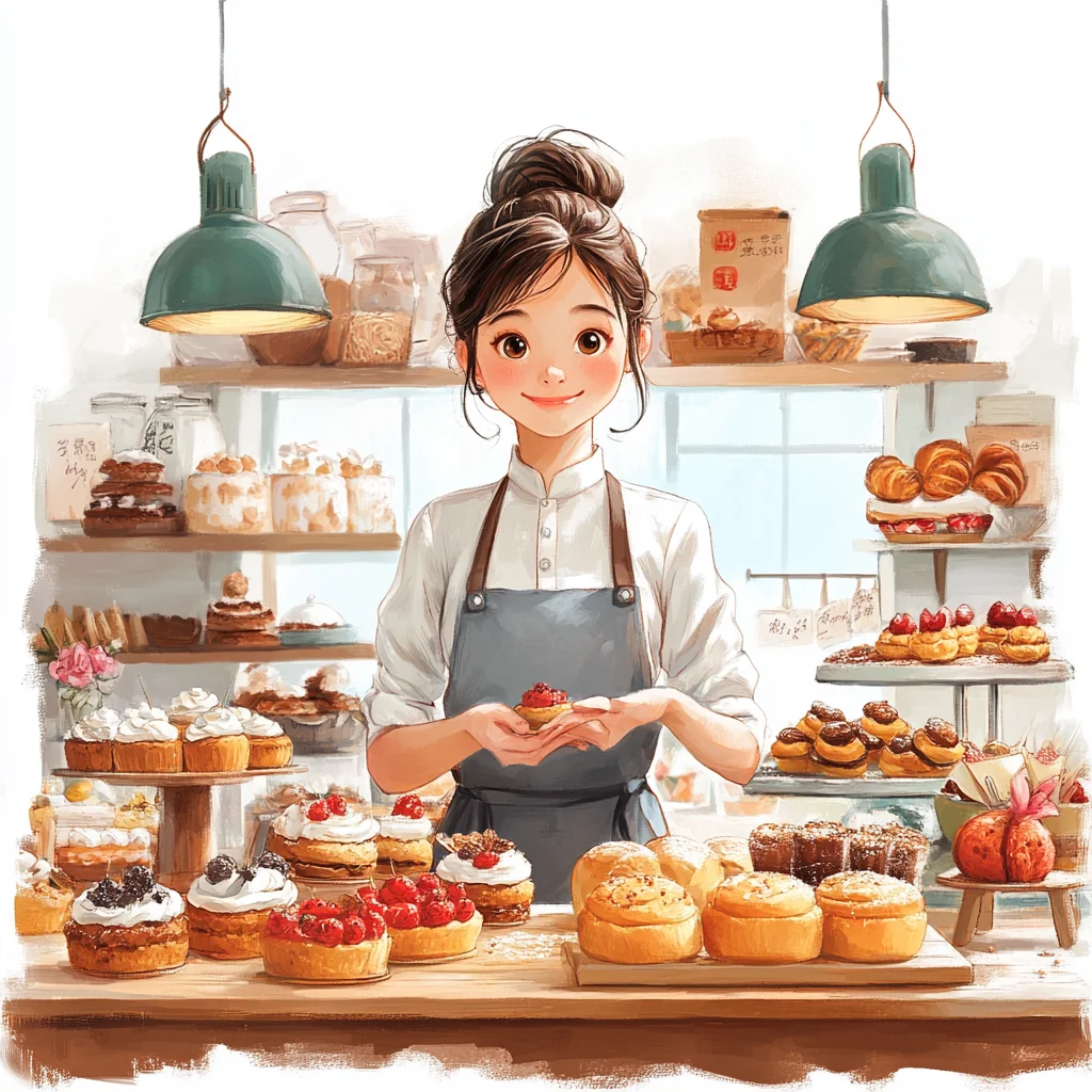 卡通人物插画头像 爱烘焙的女生 少女头像