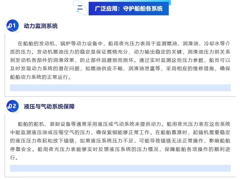 船用夜光压力表：船舶航行的