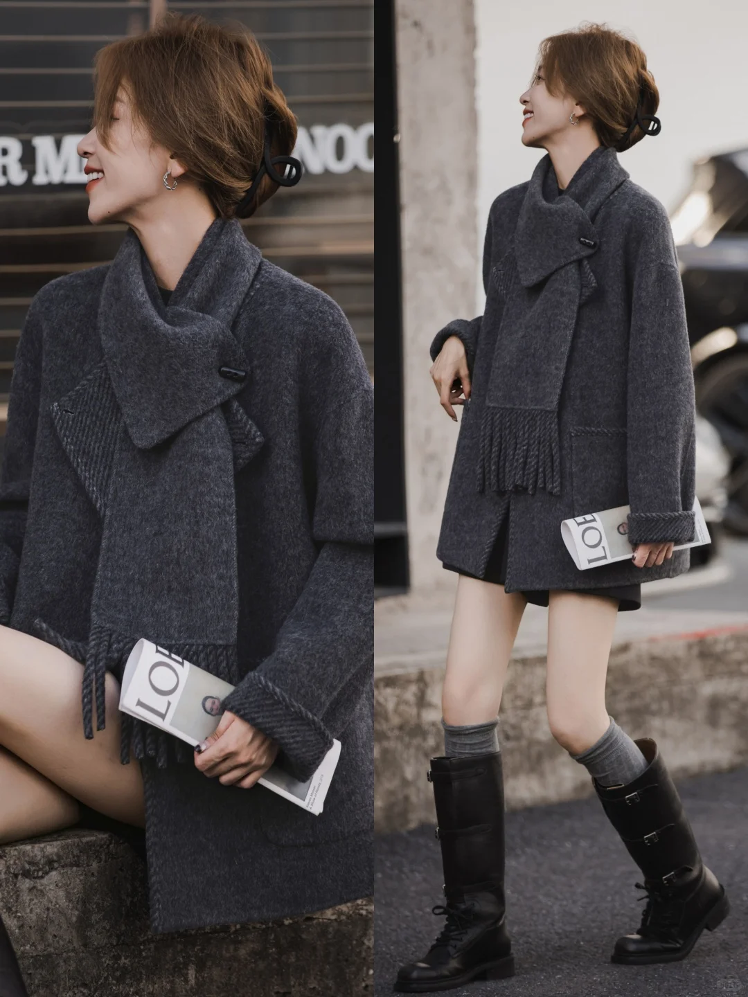 请查收??9套秋冬高智感格雷系穿搭