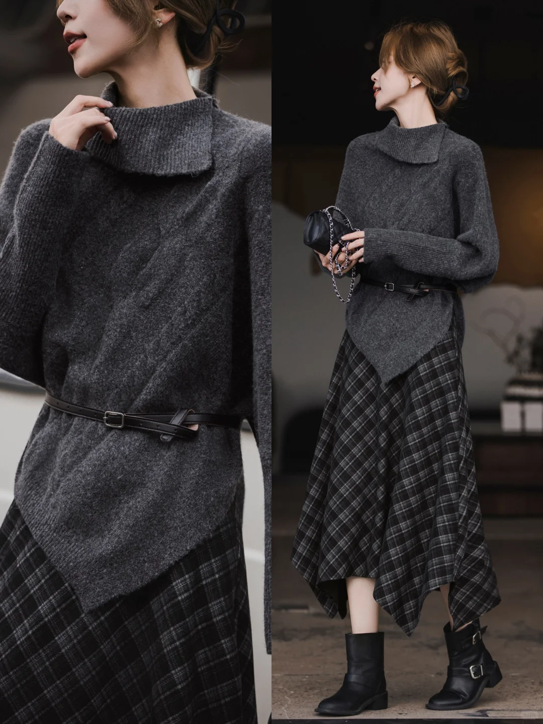 请查收??9套秋冬高智感格雷系穿搭