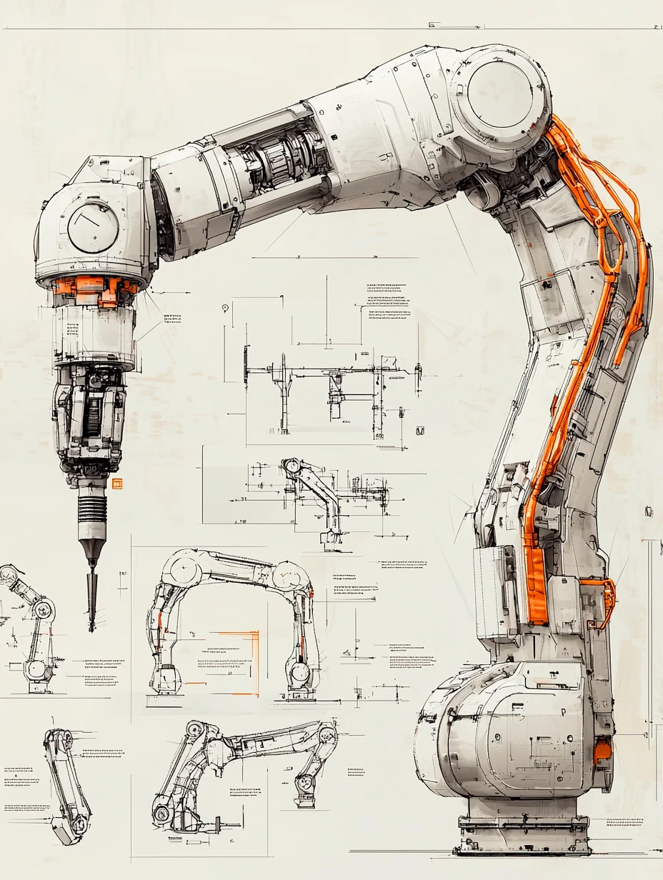 生产自动化·机械臂 设计线稿［咒语］