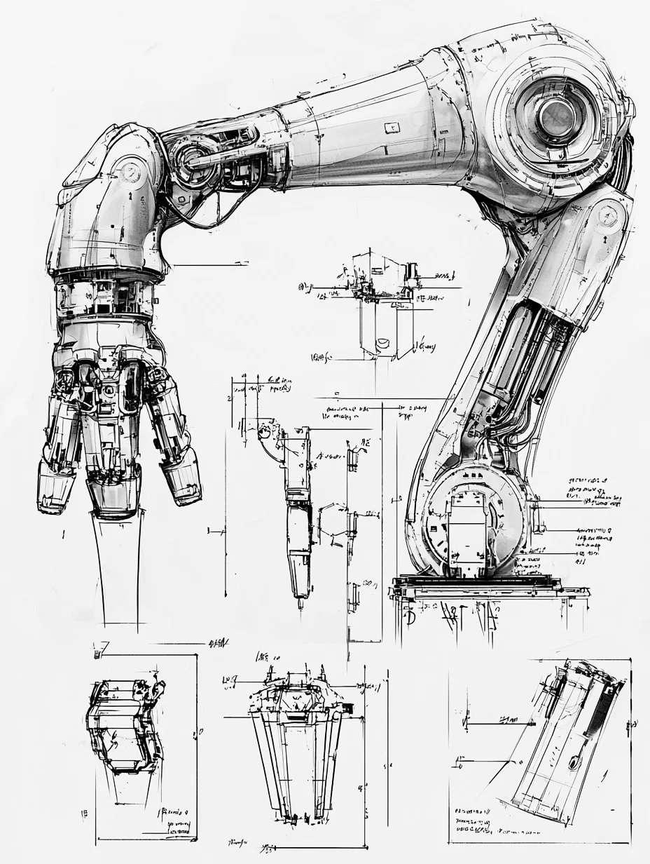 生产自动化·机械臂 设计线稿［咒语］