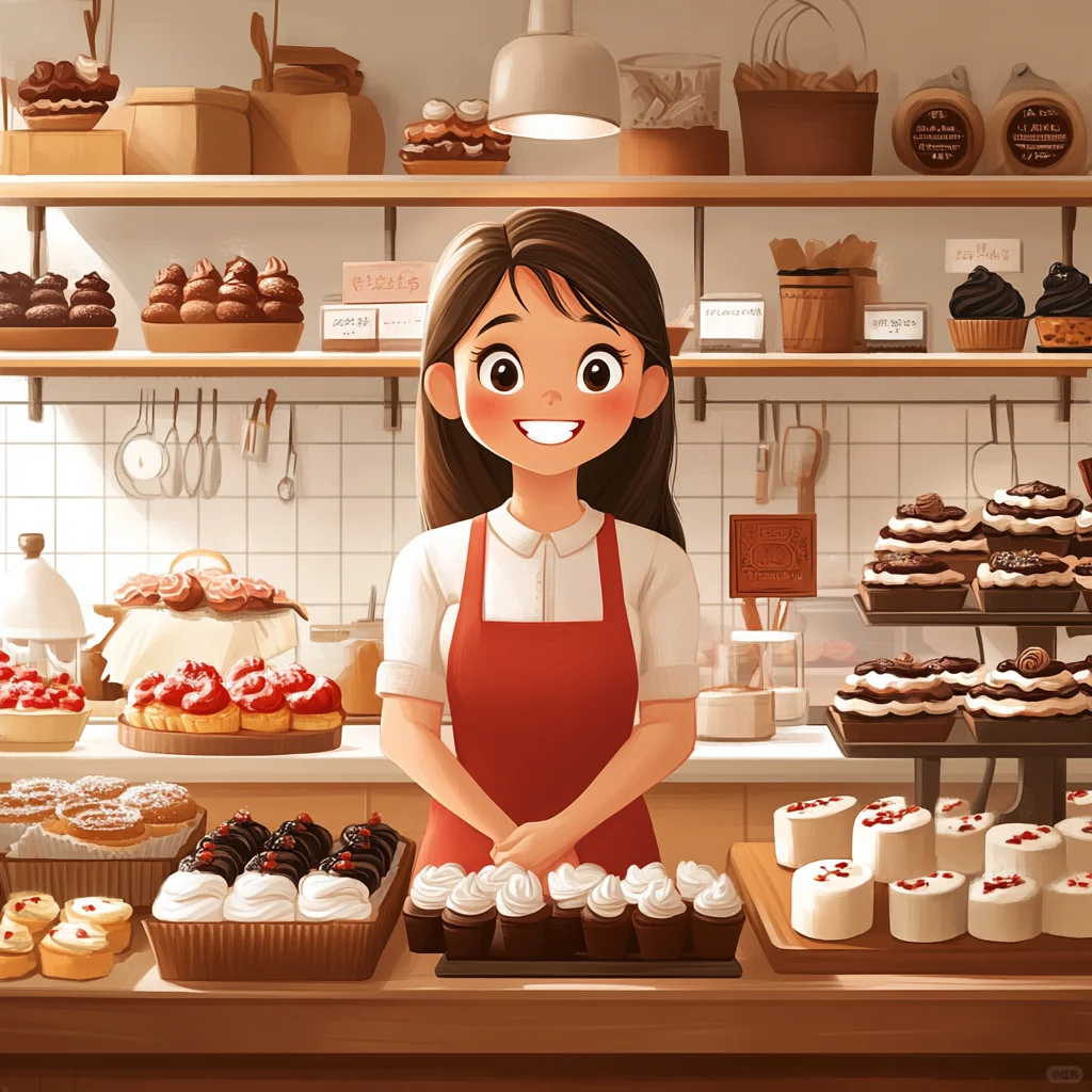 卡通人物插画头像 爱烘焙的女生 少女头像