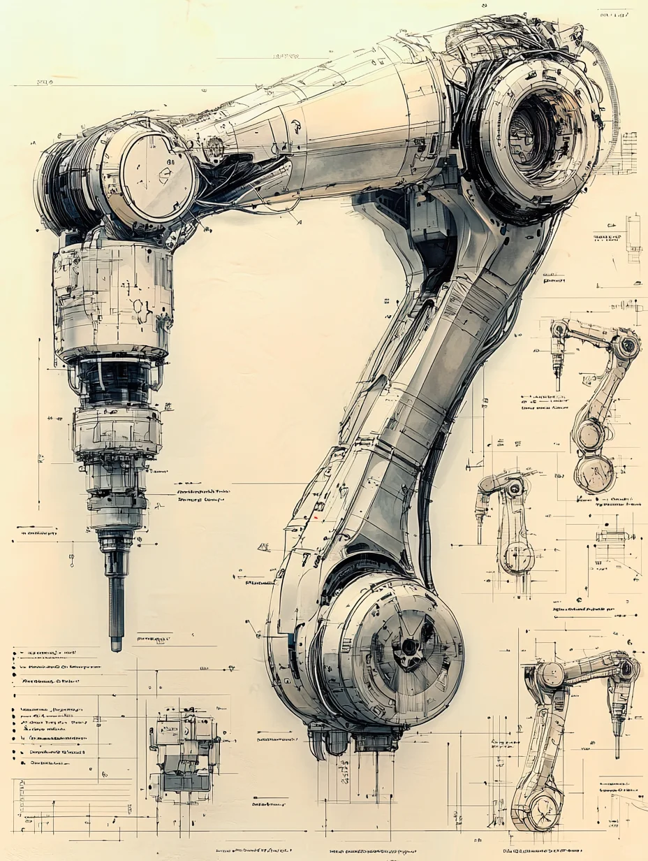 生产自动化·机械臂 设计线稿［咒语］