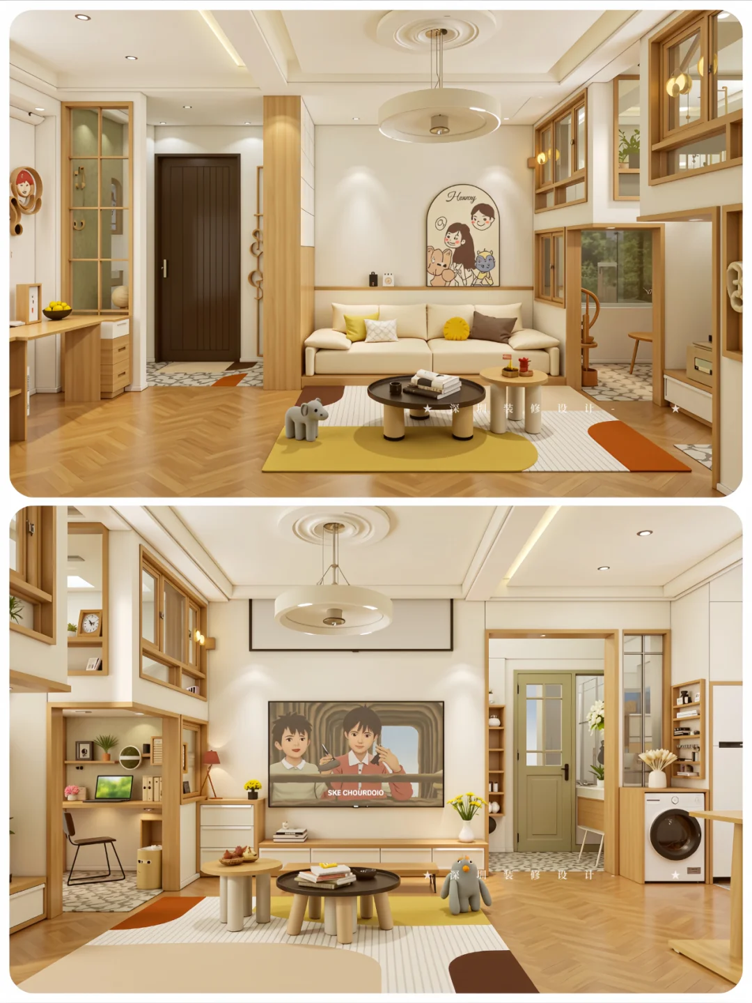 55㎡爆改5房?，双儿童房超强收纳豪宅感