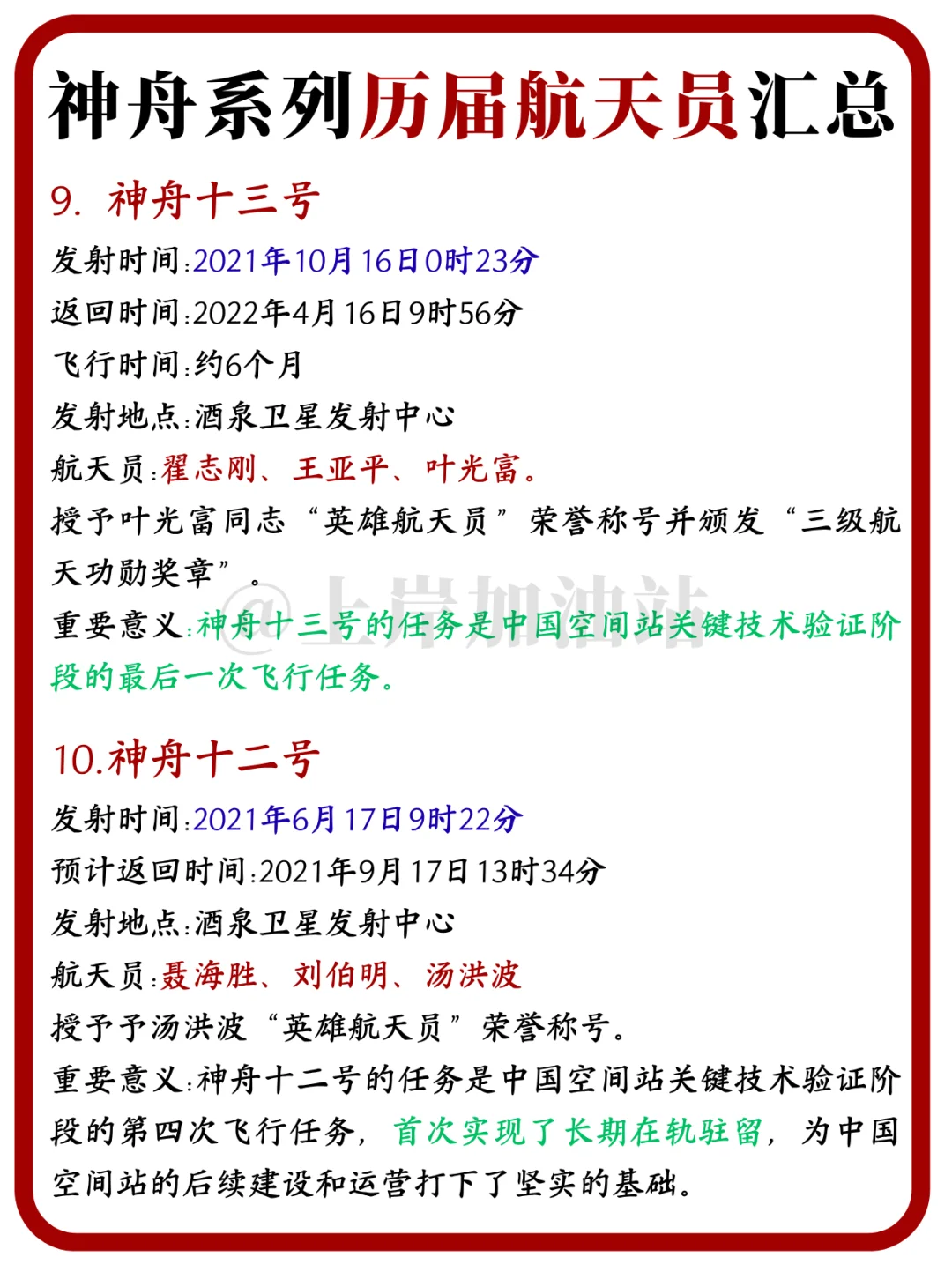 中国神舟系列历届航天员汇总