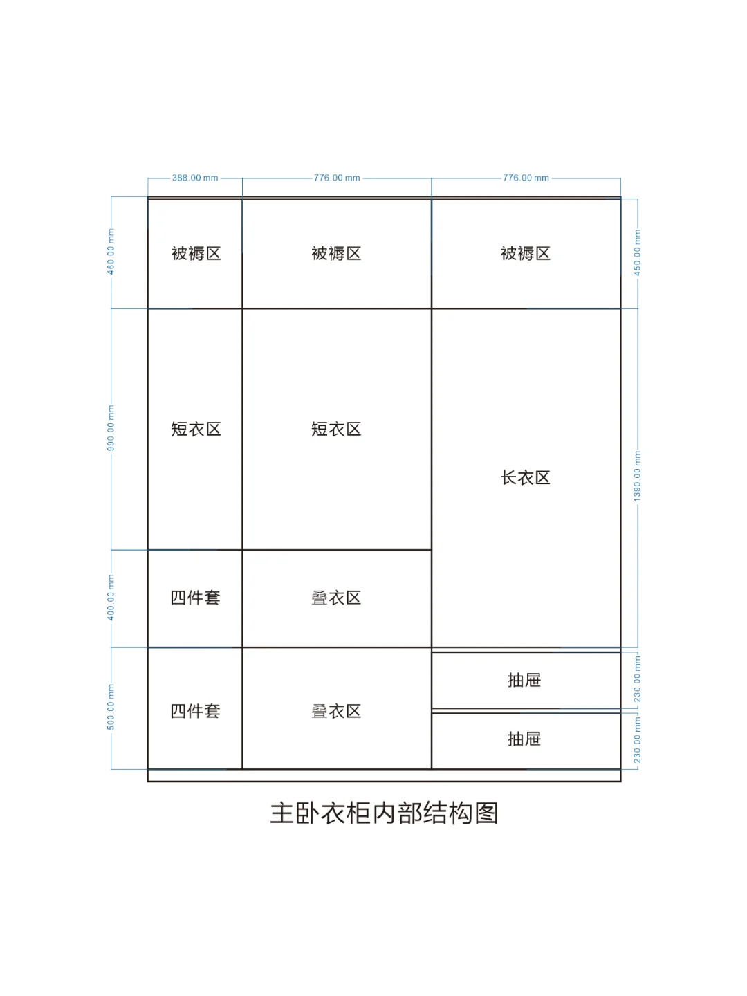 小红书抄来的分段式白色极简衣柜 附尺寸