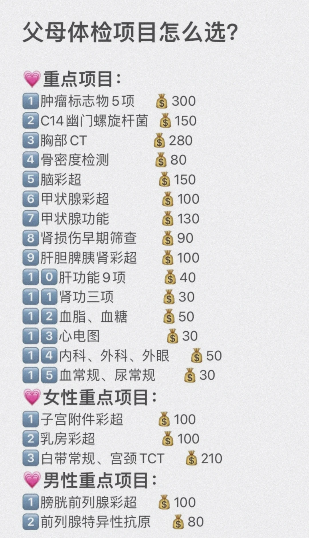 父母全身体检项目怎么选？这个方案狠全