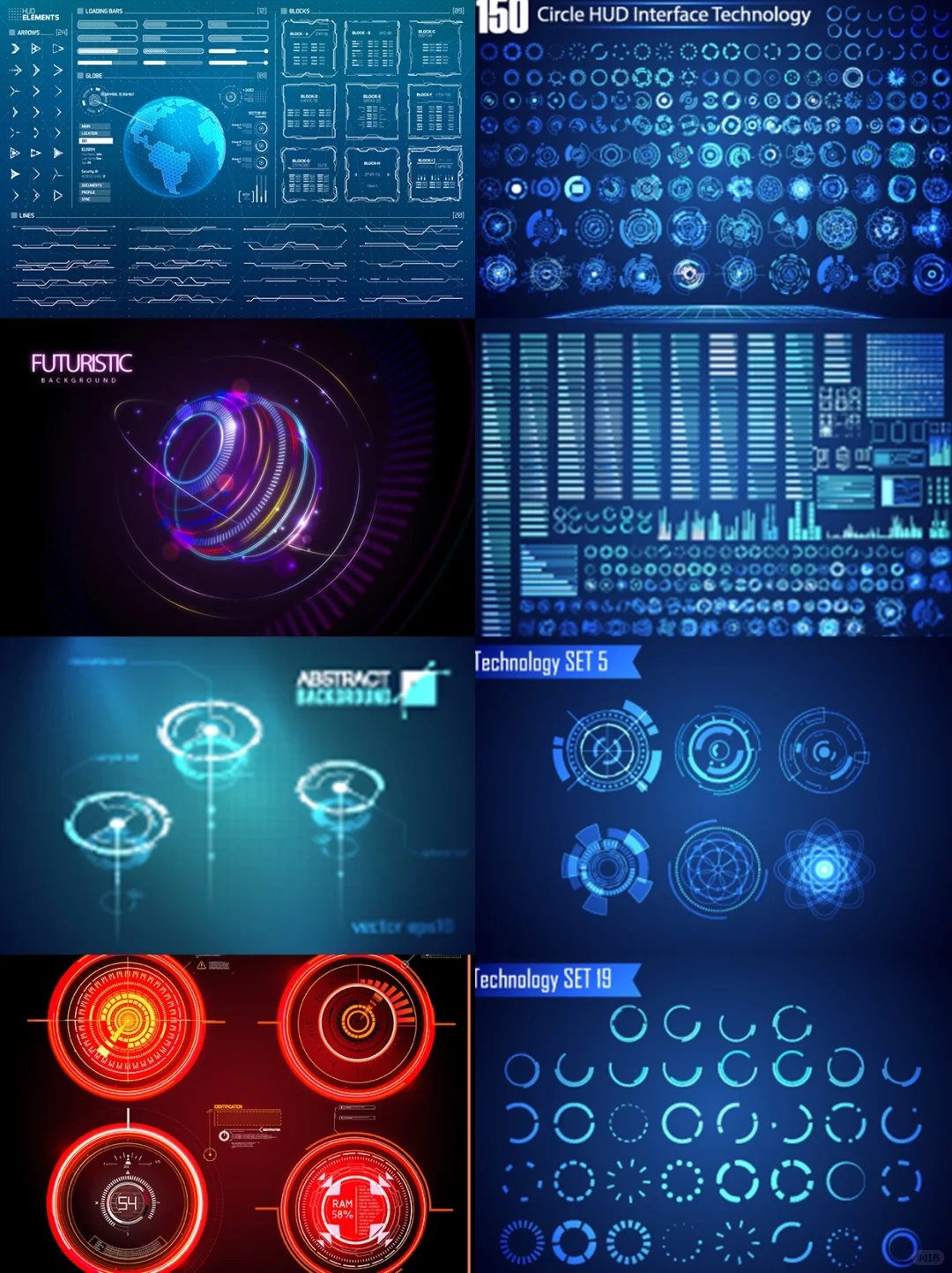 科技未来游戏HUD仪表界面UI素材