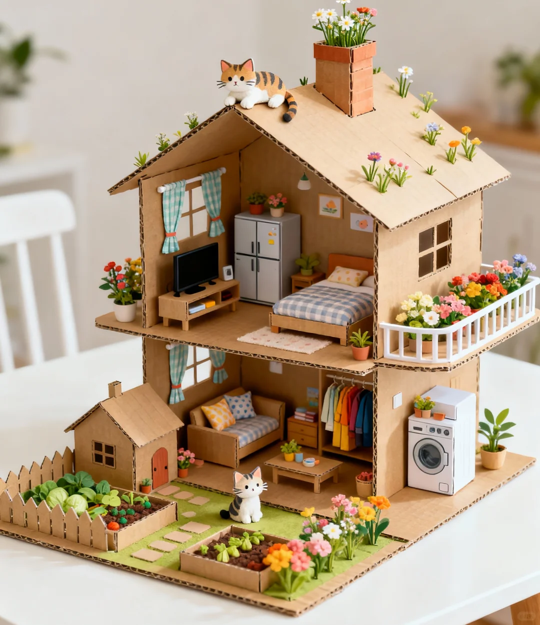 小朋友喜欢纸壳做的手工房子，你喜不喜欢