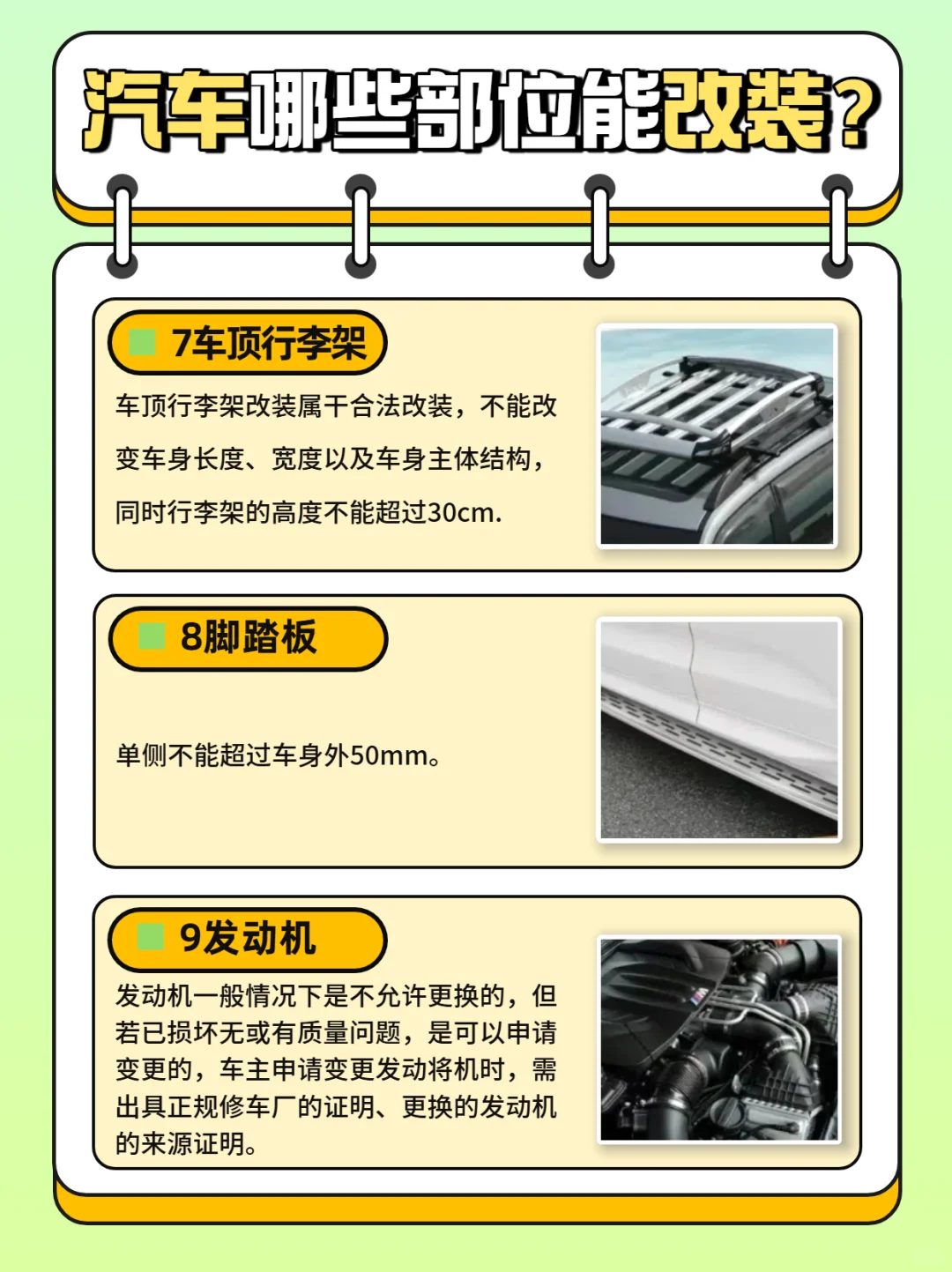 ?汽车改装合规指南！这些部位能改~