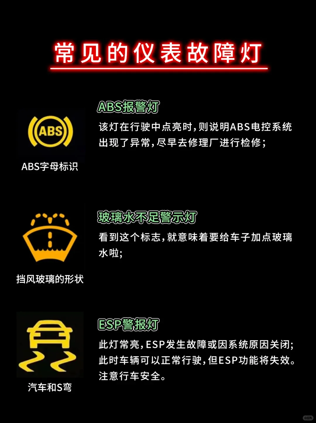 汽车故障灯图解大全，紧急情况不慌腿！