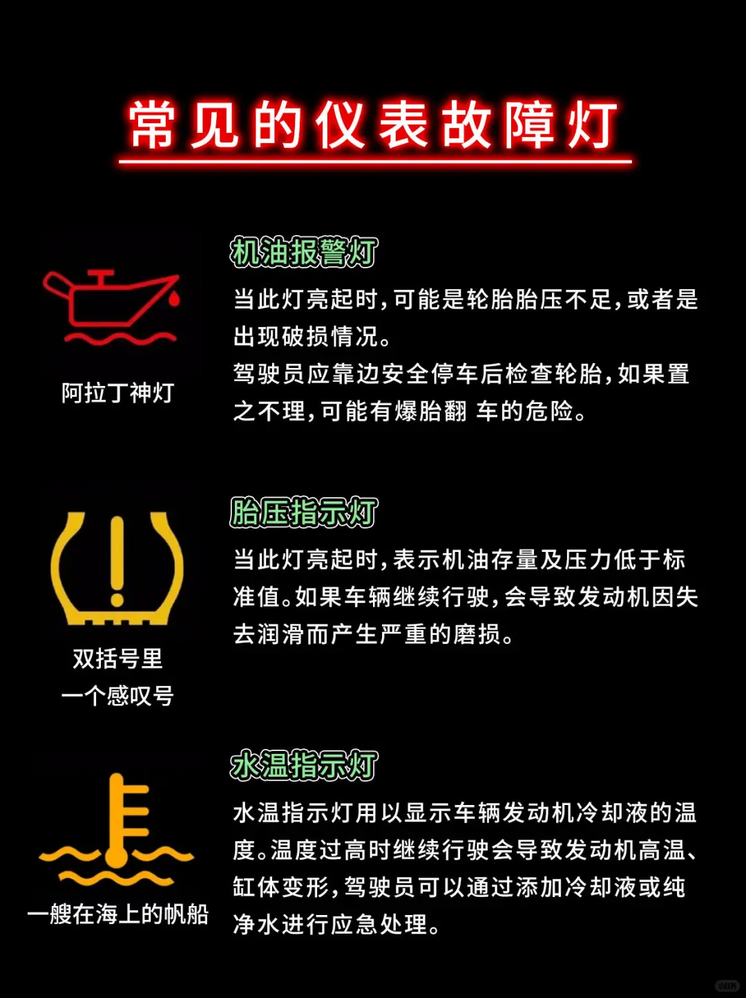 汽车故障灯图详解，轻松应对
