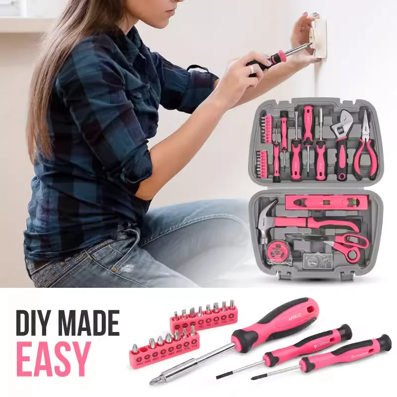 ?女士必备!粉色五金工具箱?