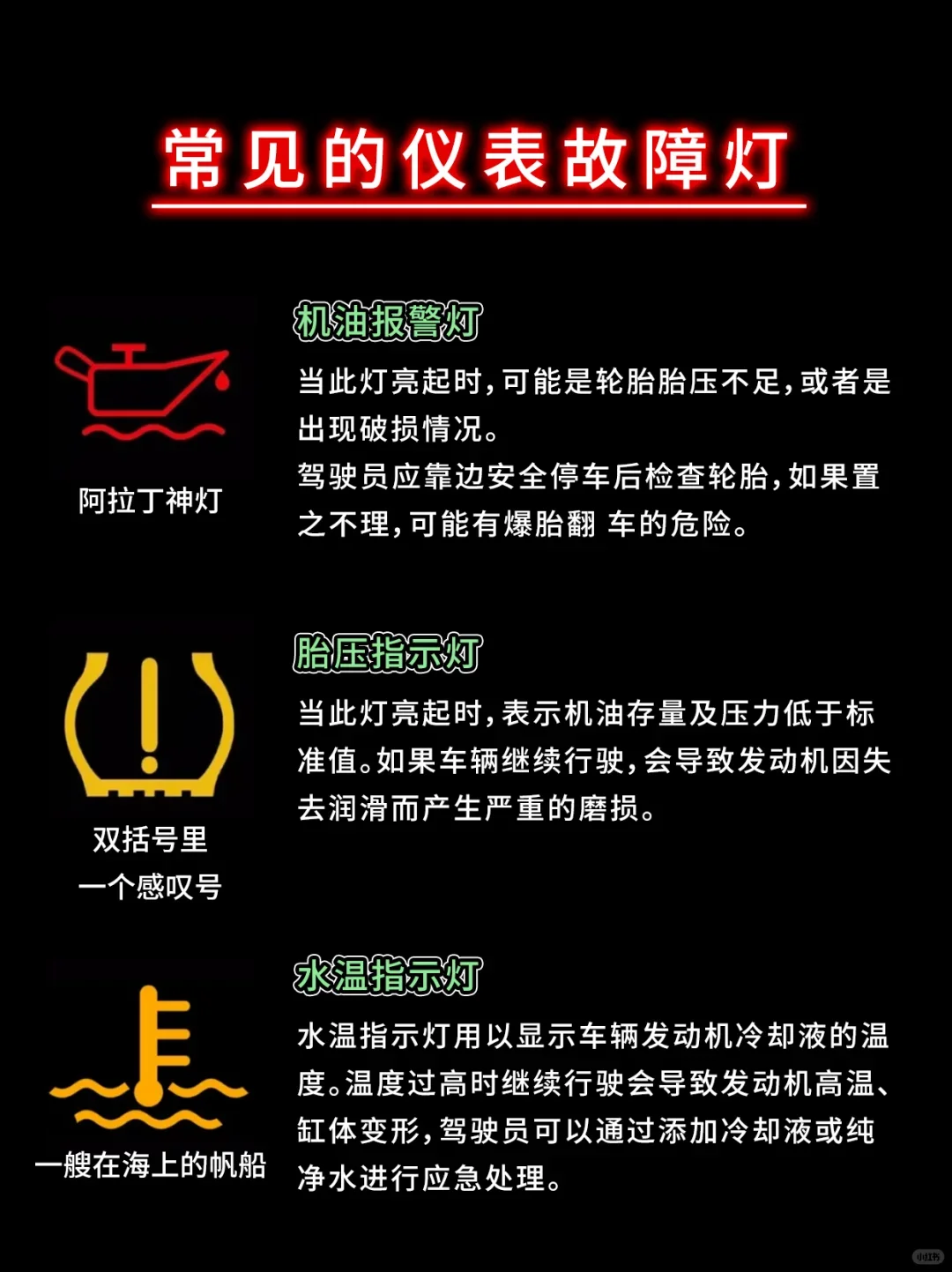 汽车故障灯图解大全，紧急情况不慌腿！