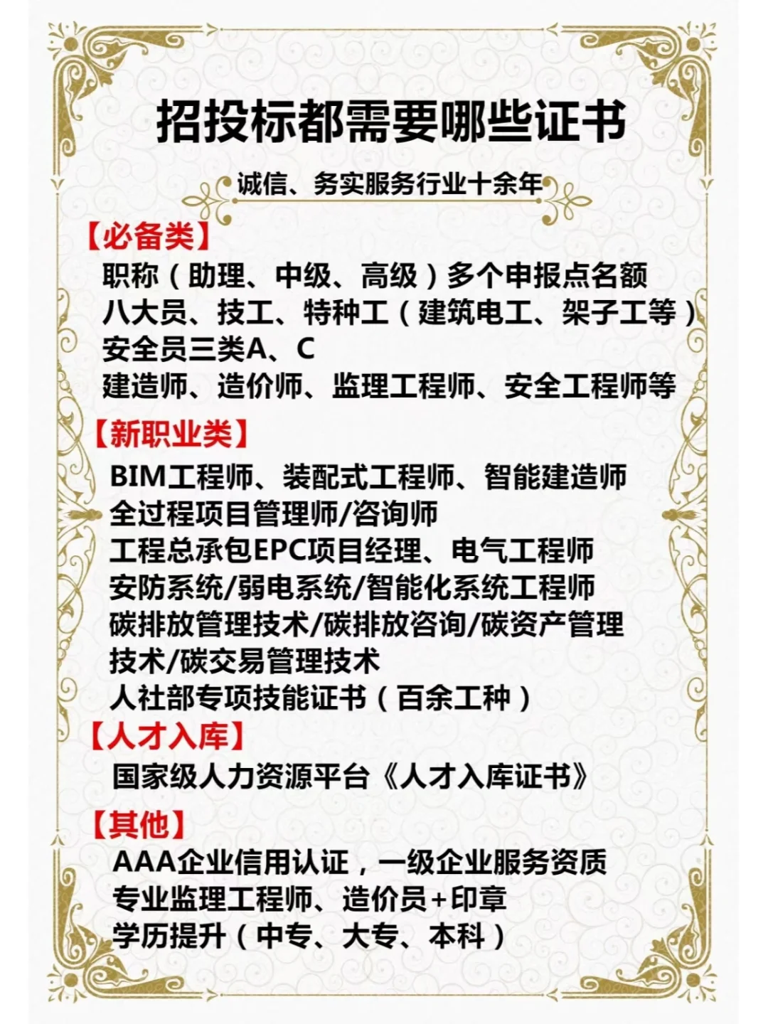 招投标都需要哪些证书?