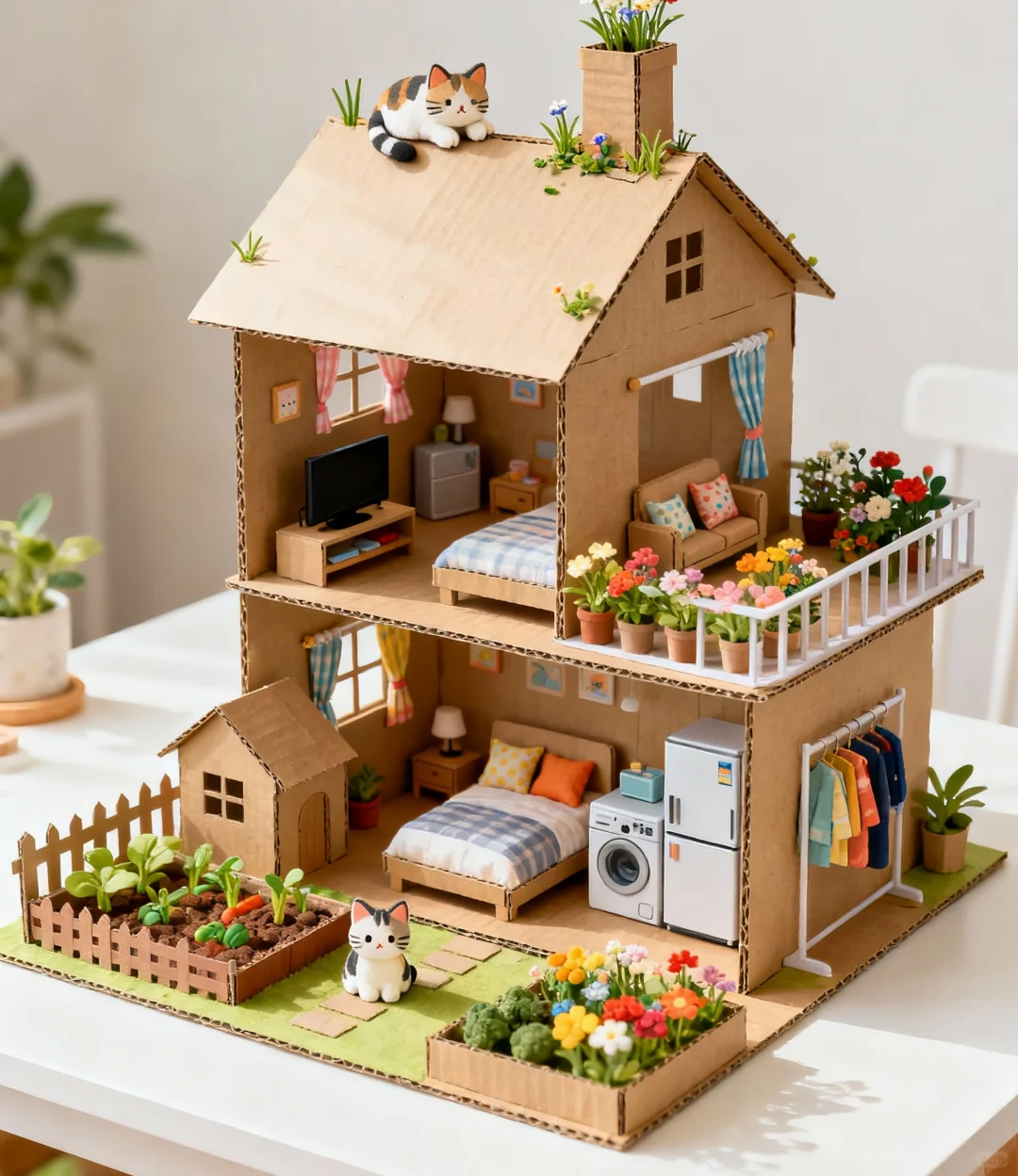 小朋友喜欢纸壳做的手工房子，你喜不喜欢