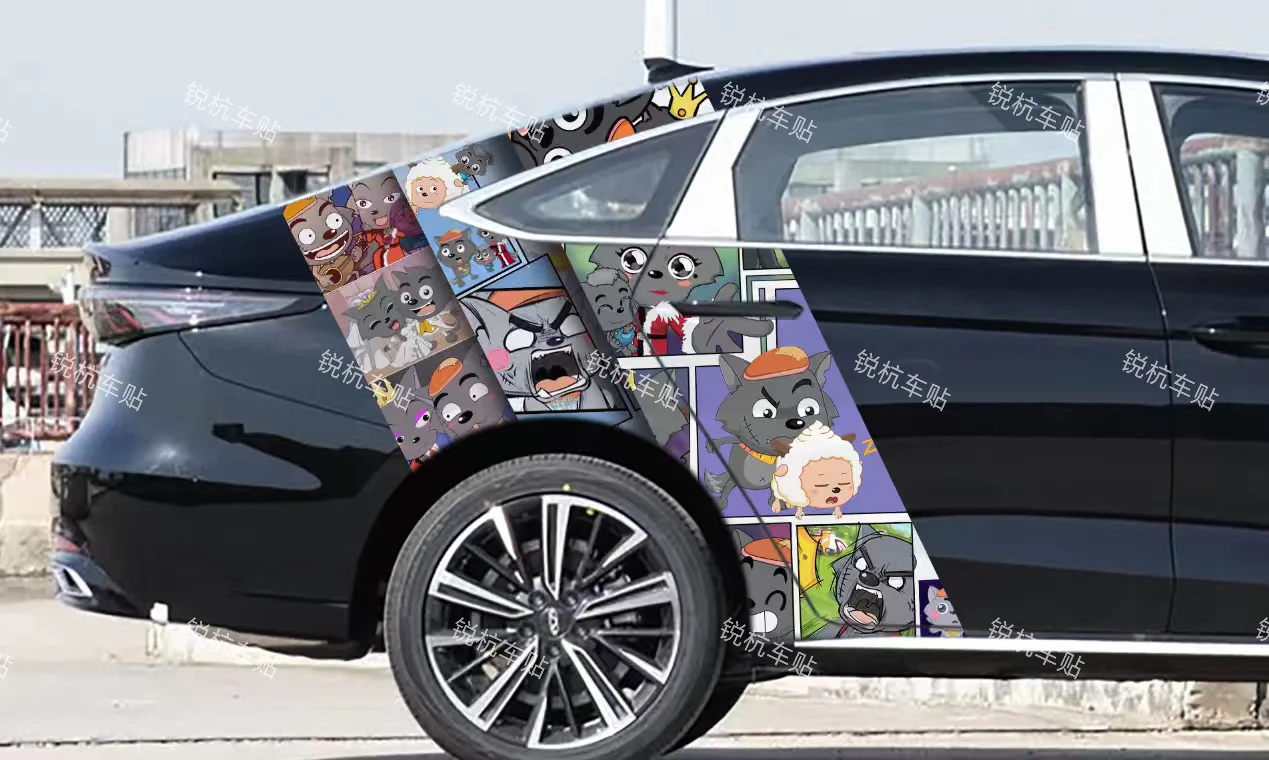 玩具熊+灰太狼c柱拉花定制