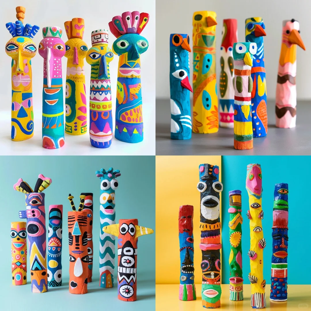 彩绘图腾木棍，非常好看，孩子参与感特别强