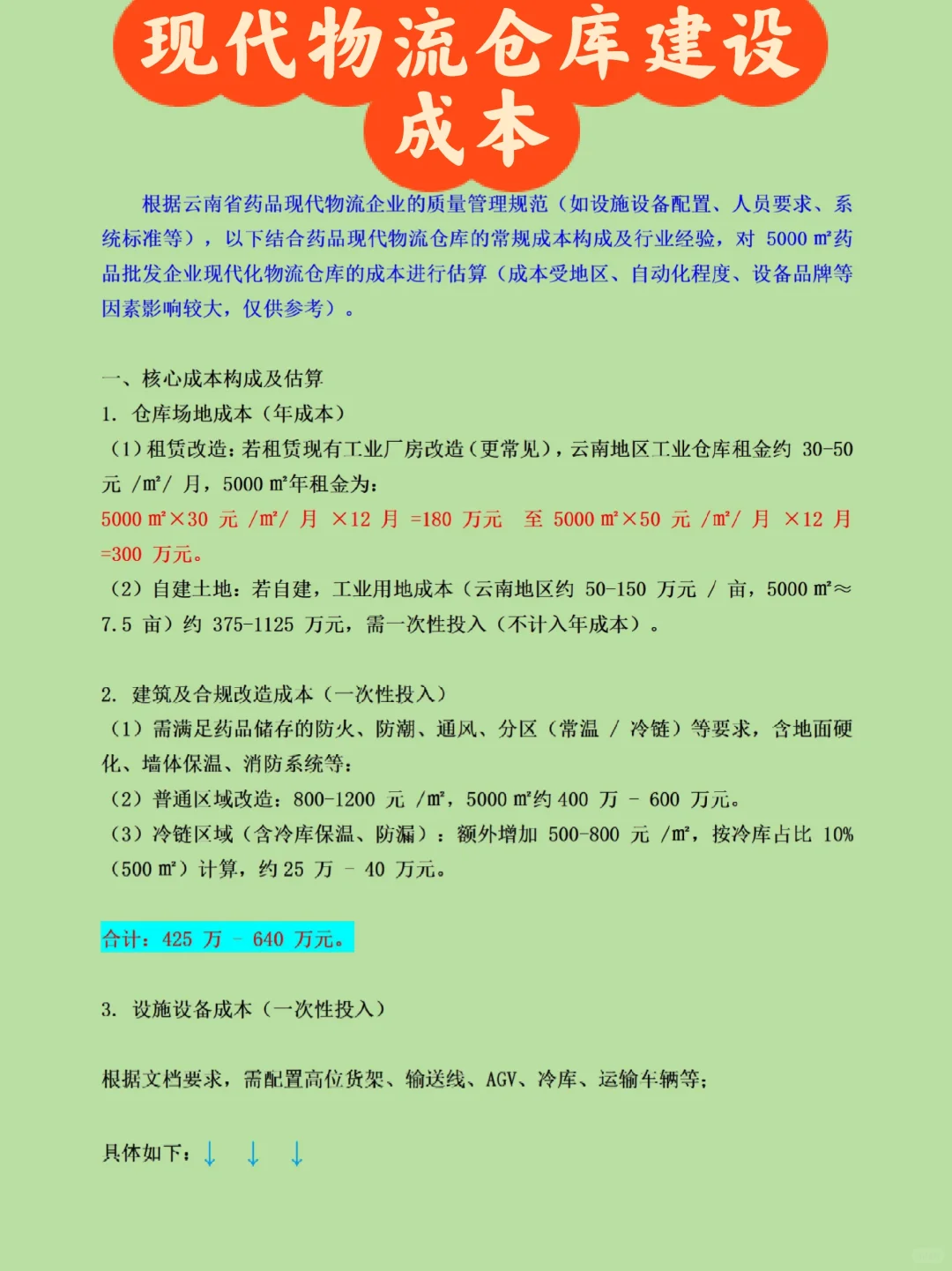 ✅药企必看！现代物流仓库建设成本来啦
