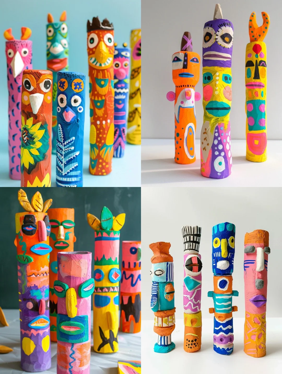 彩绘图腾木棍，非常好看，孩子参与感特别强