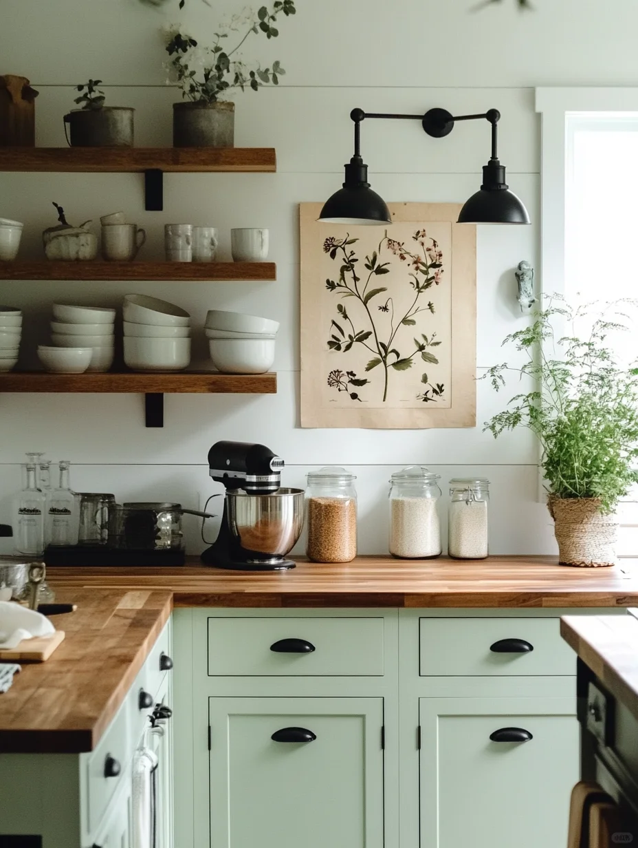 好温馨｜用复古元素打造现代农舍厨房